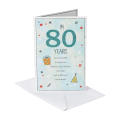 American Greetings Old Man 80th Birthday Card with Glitter Glitter Card